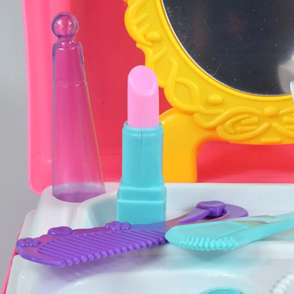 Ružový set krásy v batohu s mejkapom, zrkadlom a príslušenstvom kép 5