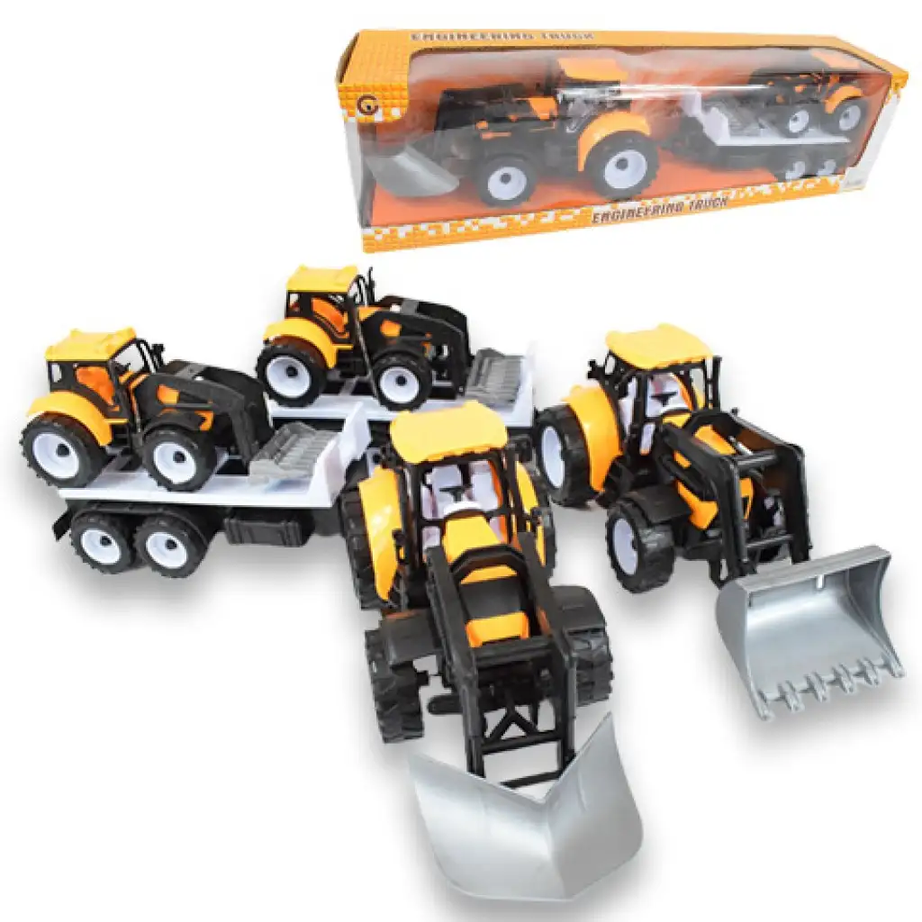 Engineering Truck: 2 részes traktor szett trélerrel és munkagéppel 46cm kép 1