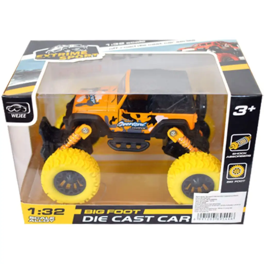 Off-Road hátrahúzós sárga terepjáró 1/32 kép 1