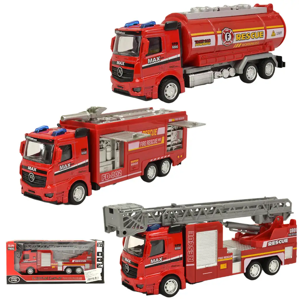 Fire Rescue: Lendkerekes tűzoltósági kamion fénnyel és hanggal többféle változatban 19cm 1db kép 1