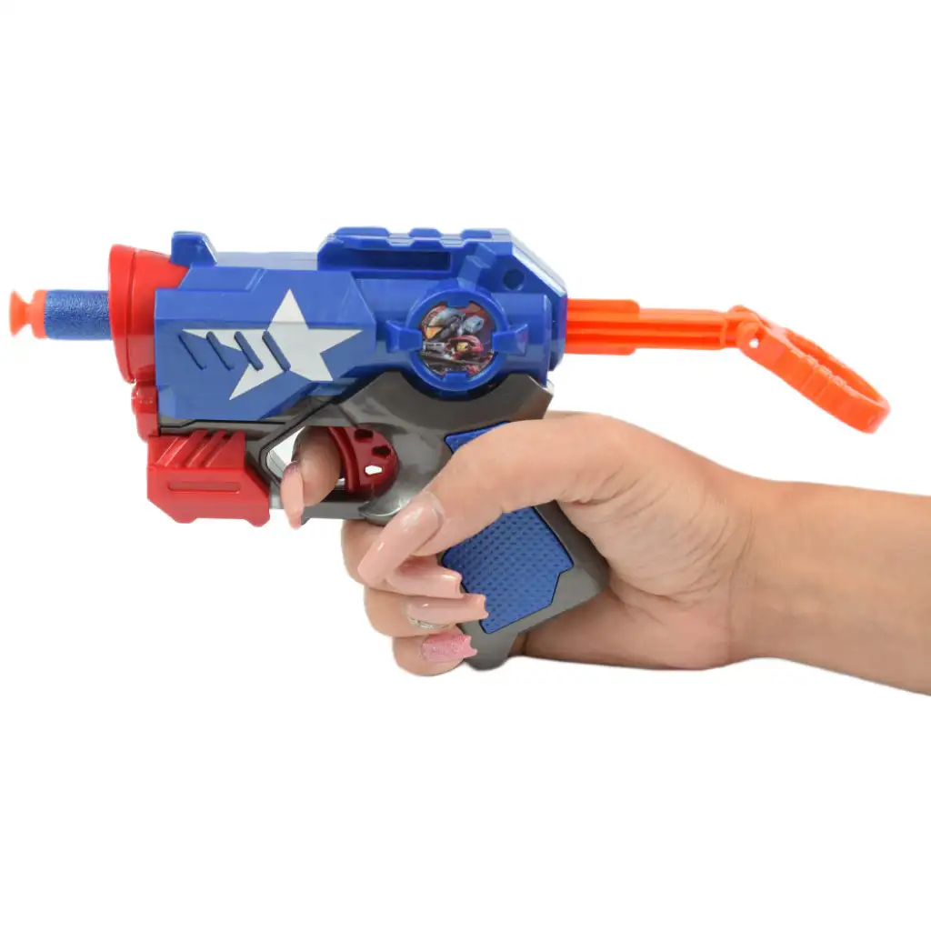 Cool Soft Bullet Gun: Kisméretű szivacslövő fegyver töltényekkel kék színben 14cm kép 6