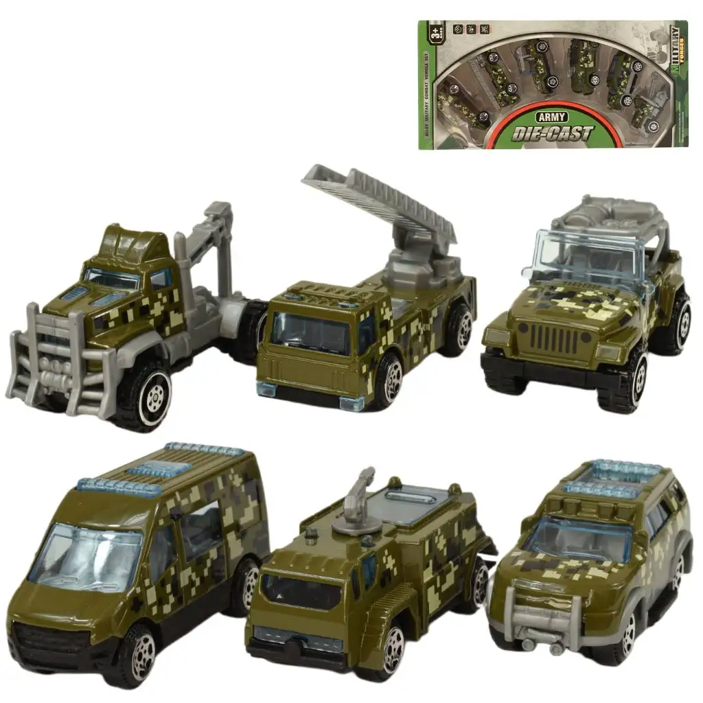 Army Die-Cast: 6-dielny set vojenských autíčok