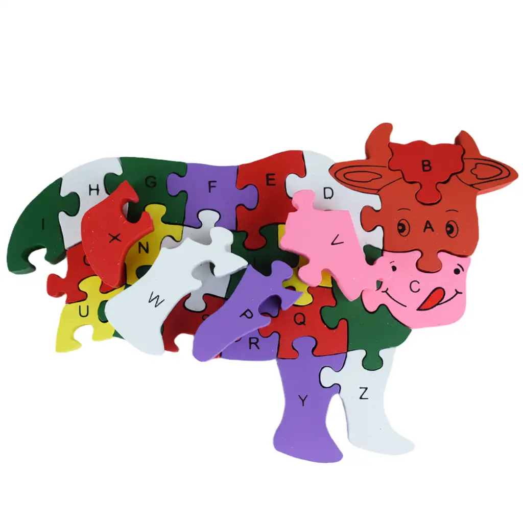 ABC - 123 krava drevo vzdelávací puzzle kép 2