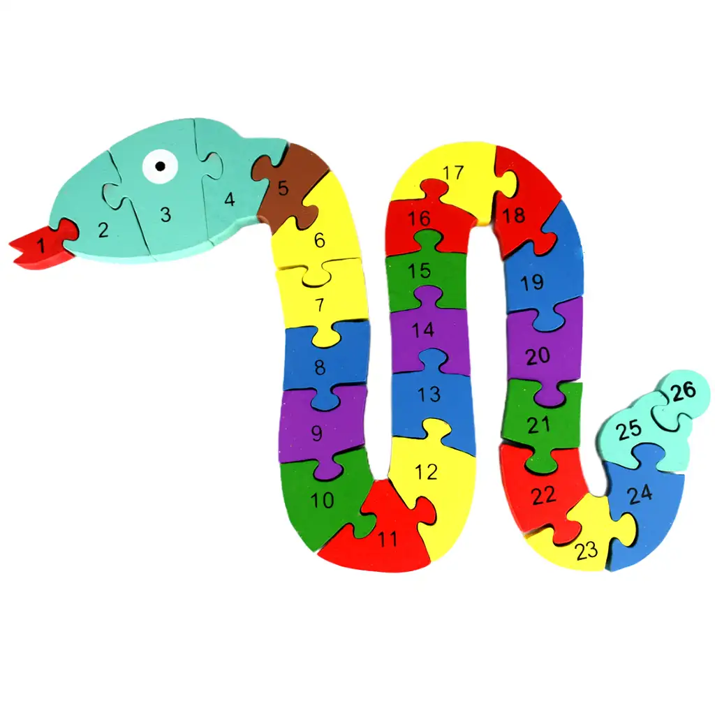 ABC - 123 hadov drevený vzdelávací puzzle kép 2