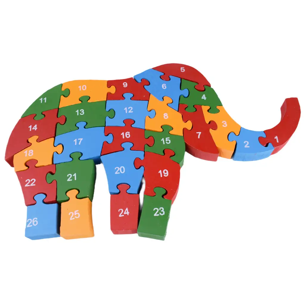 ABC - 123 slonie drevené vzdelávacie puzzle kép 2