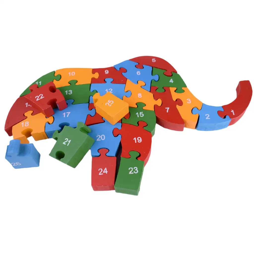ABC - 123 slonie drevené vzdelávacie puzzle kép 3