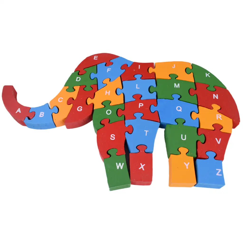 ABC - 123 slonie drevené vzdelávacie puzzle kép 4