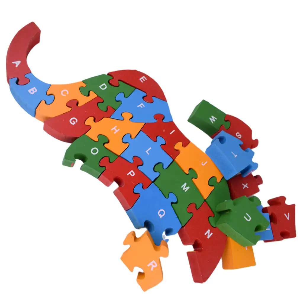 ABC - 123 slonie drevené vzdelávacie puzzle kép 5