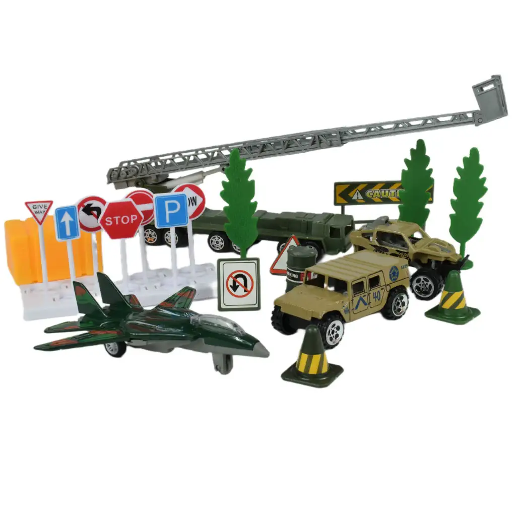 Super Army: Vojenská hračková sada s kovovými vozidlami a lietadlom s otáčacími kolesami v dvoch variantách kép 2