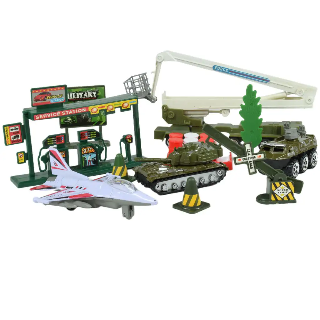 Super Army: Vojenská hračková sada s kovovými vozidlami a lietadlom s otáčacími kolesami v dvoch variantách kép 7
