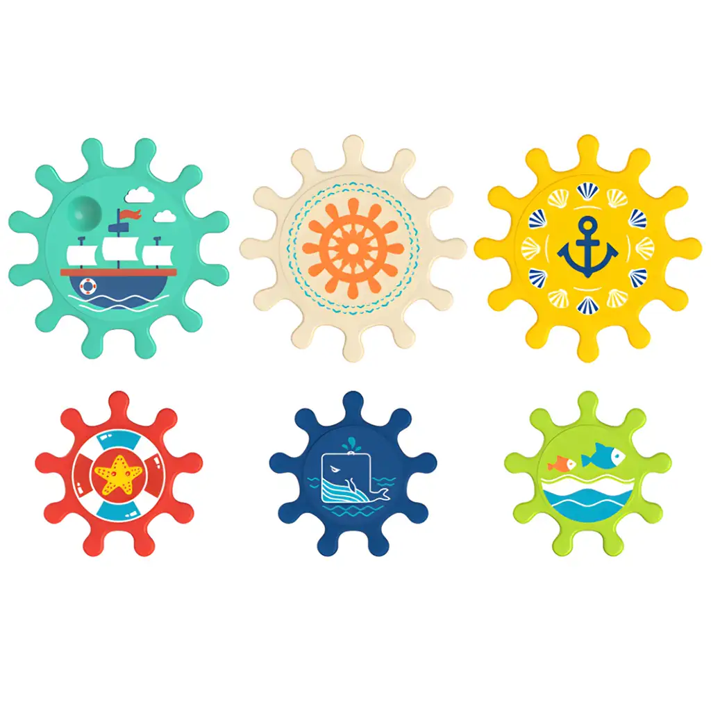 Happy World: Sada 6 kusových ozubených kolesových hračiek do vody kép 2