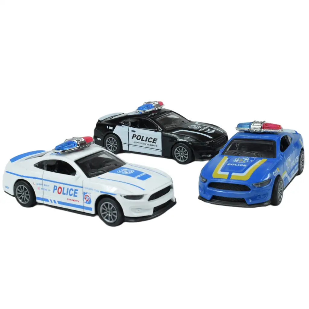 Policejné autá: Kolesové kovové policajné autá v rôznych variantoch 11cm 1ks kép 11