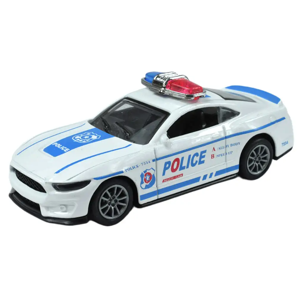 Policejné autá: Kolesové kovové policajné autá v rôznych variantoch 11cm 1ks kép 2