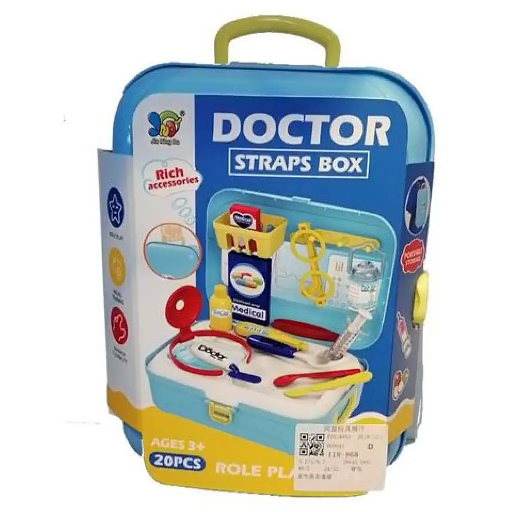 Kék doktoros játékszett bőröndben kiegészítőkkel kép 1