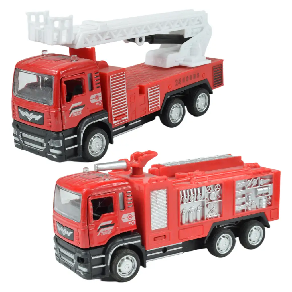 Fire Truck: Hátrahúzós tűzoltó teherautó kétféle változatban 14cm kép 1