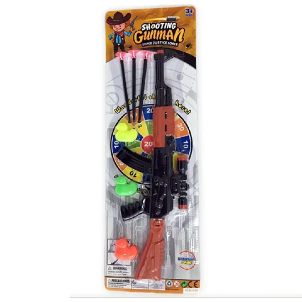 Puška s nábojmi s prísavkou a gumovými kačkami