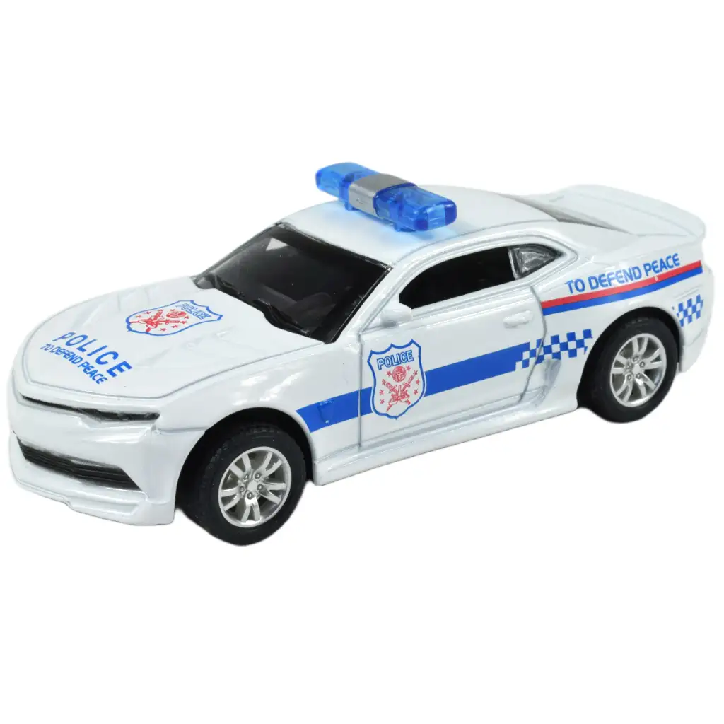 Policejné autá: Spätné oceľové policajné auto v rôznych variantoch 11cm 1ks kép 6