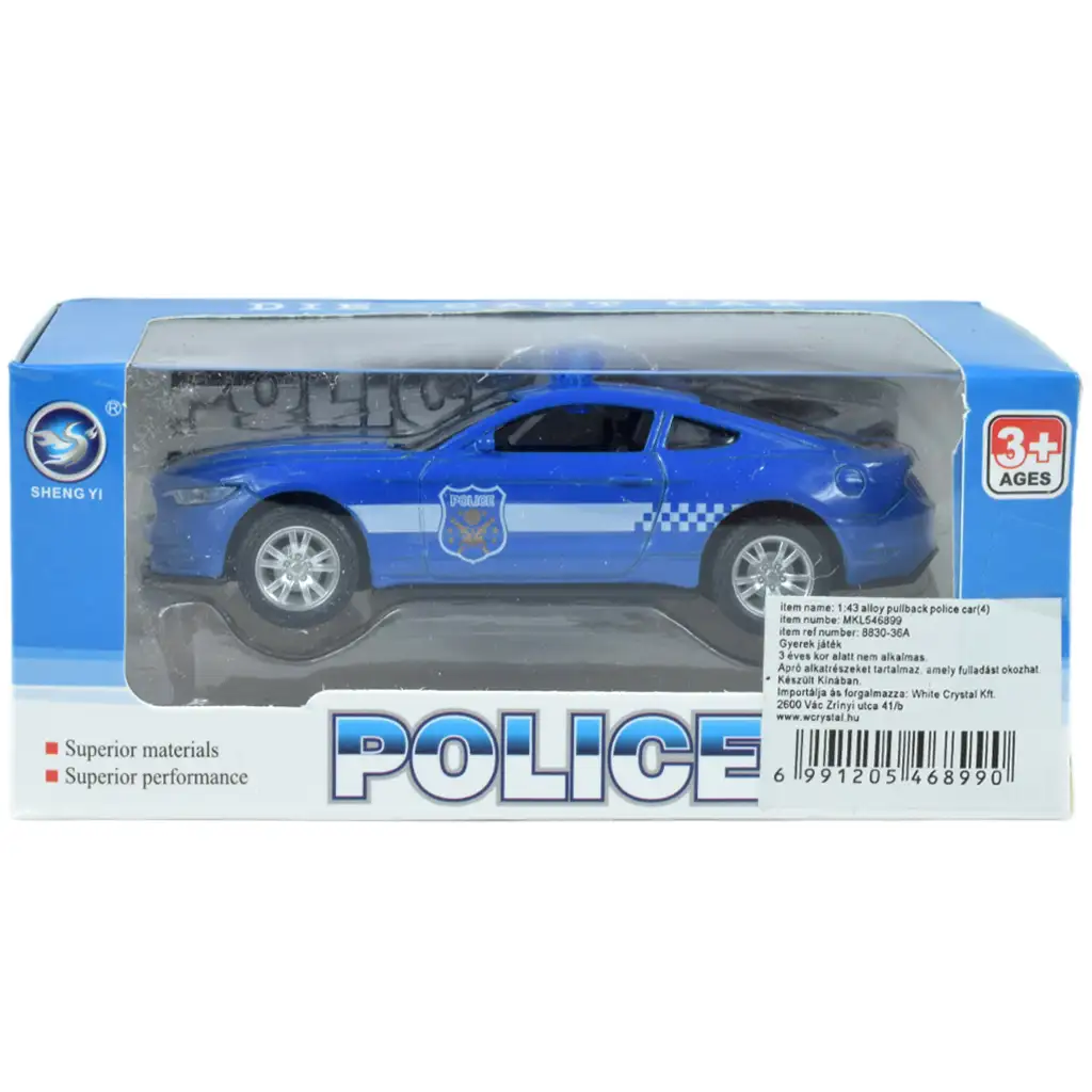 Policejné autá: Spätné oceľové policajné auto v rôznych variantoch 11cm 1ks kép 10