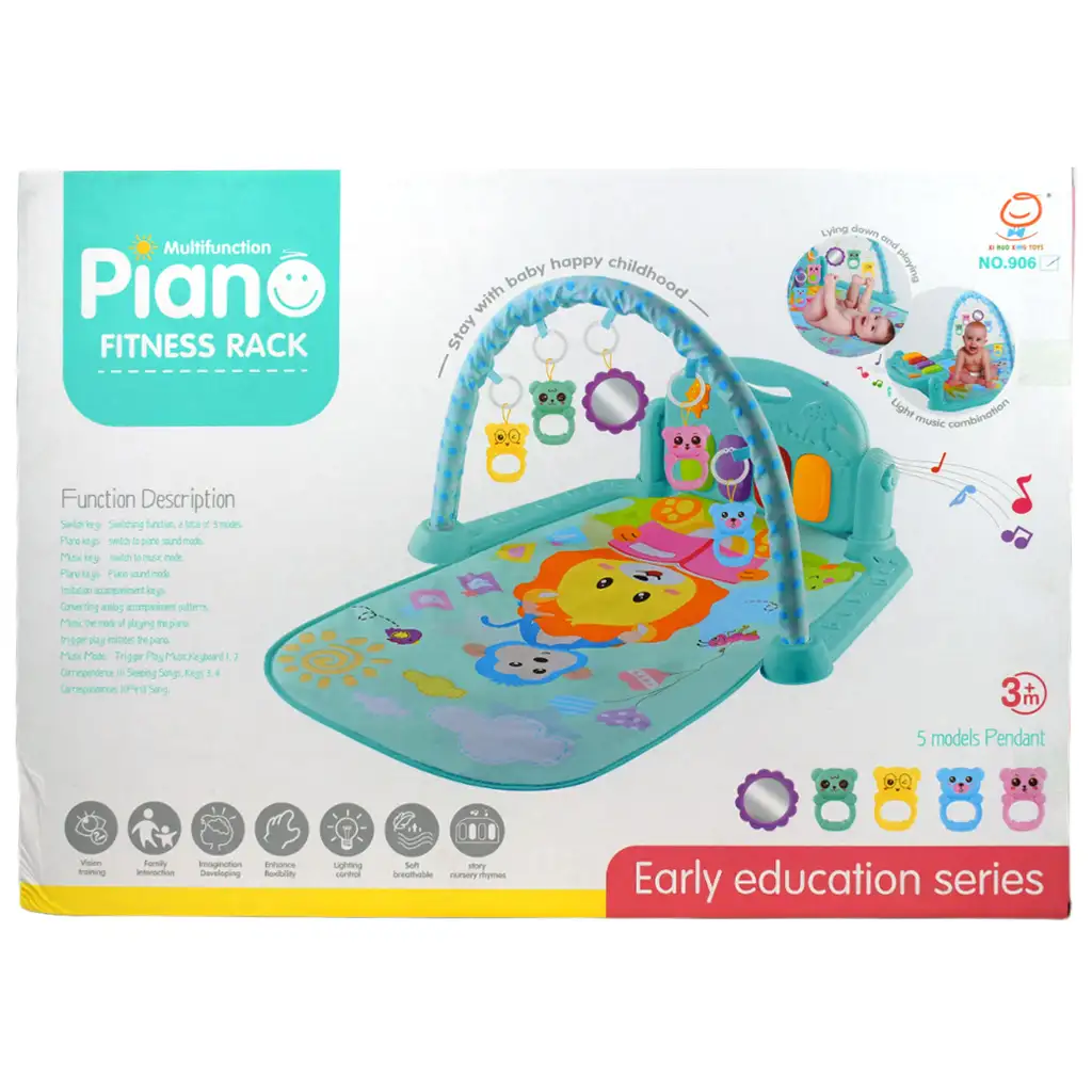 Leví modrý hrací koberec s detským klavírom 64x78cm kép 6