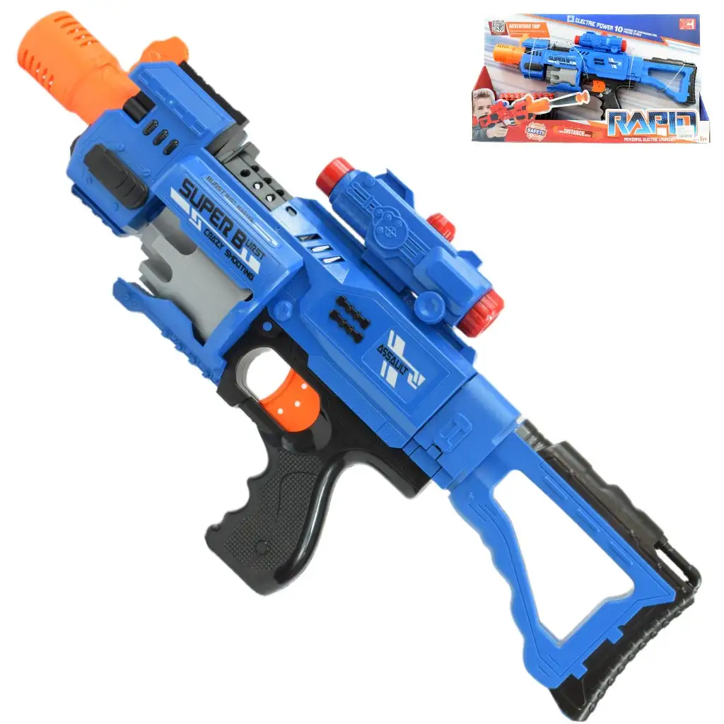 Rapid Launcher: Elektromos forgótáras szivacslövő fegyver 20db tölténnyel 49cm kép 1