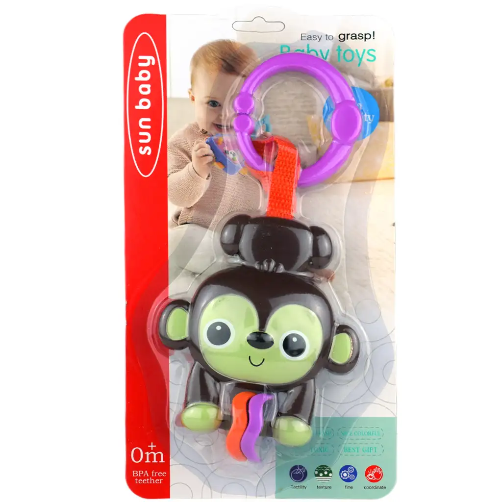 Sun Baby: Veselá hnedá opica BPA free detská hračka kép 5