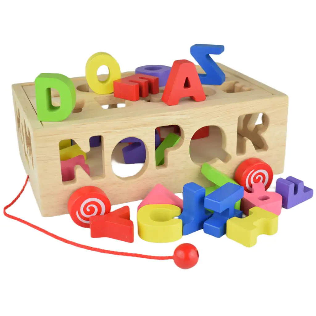 Beilaluna: Drevený tvarový sorter s písmenami na ťahanie kép 2