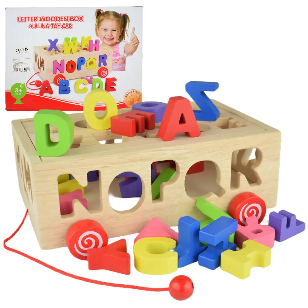 Beilaluna: Drevený tvarový sorter s písmenami na ťahanie