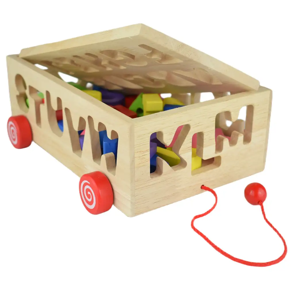 Beilaluna: Drevený tvarový sorter s písmenami na ťahanie kép 4
