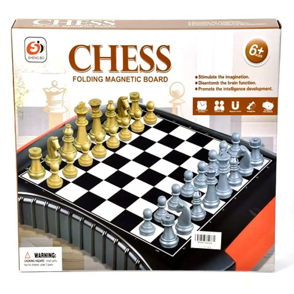 Magnetická šachovnica s bábkami v kovovej farbe
