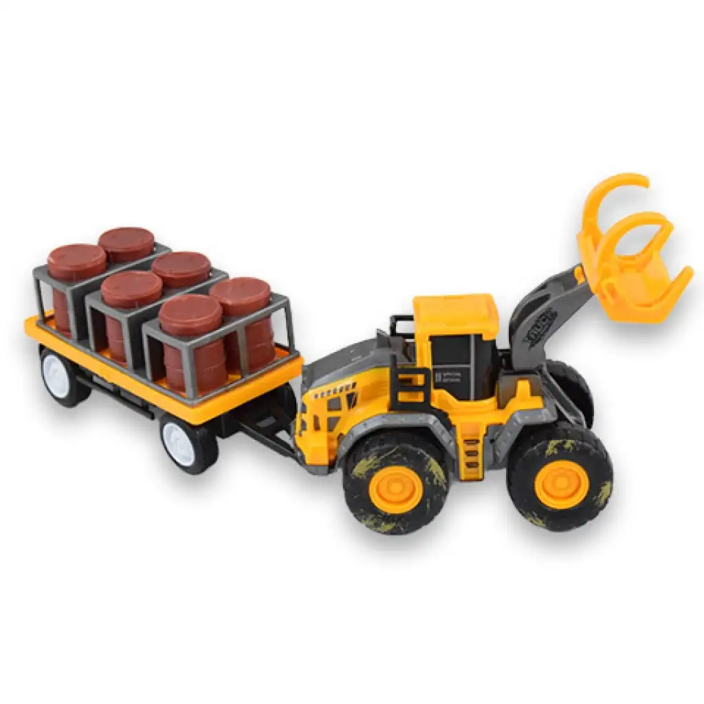 Engineering Truck: Traktor olajoshordókkal és utánfutóval 24cm kép 3