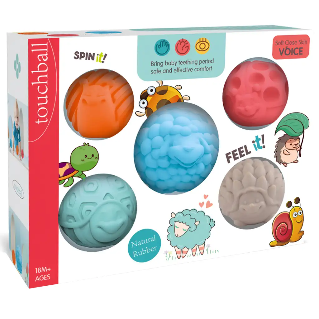 Touchball: Sada 5 zvieracích loptičiek na rozvoj hmatu