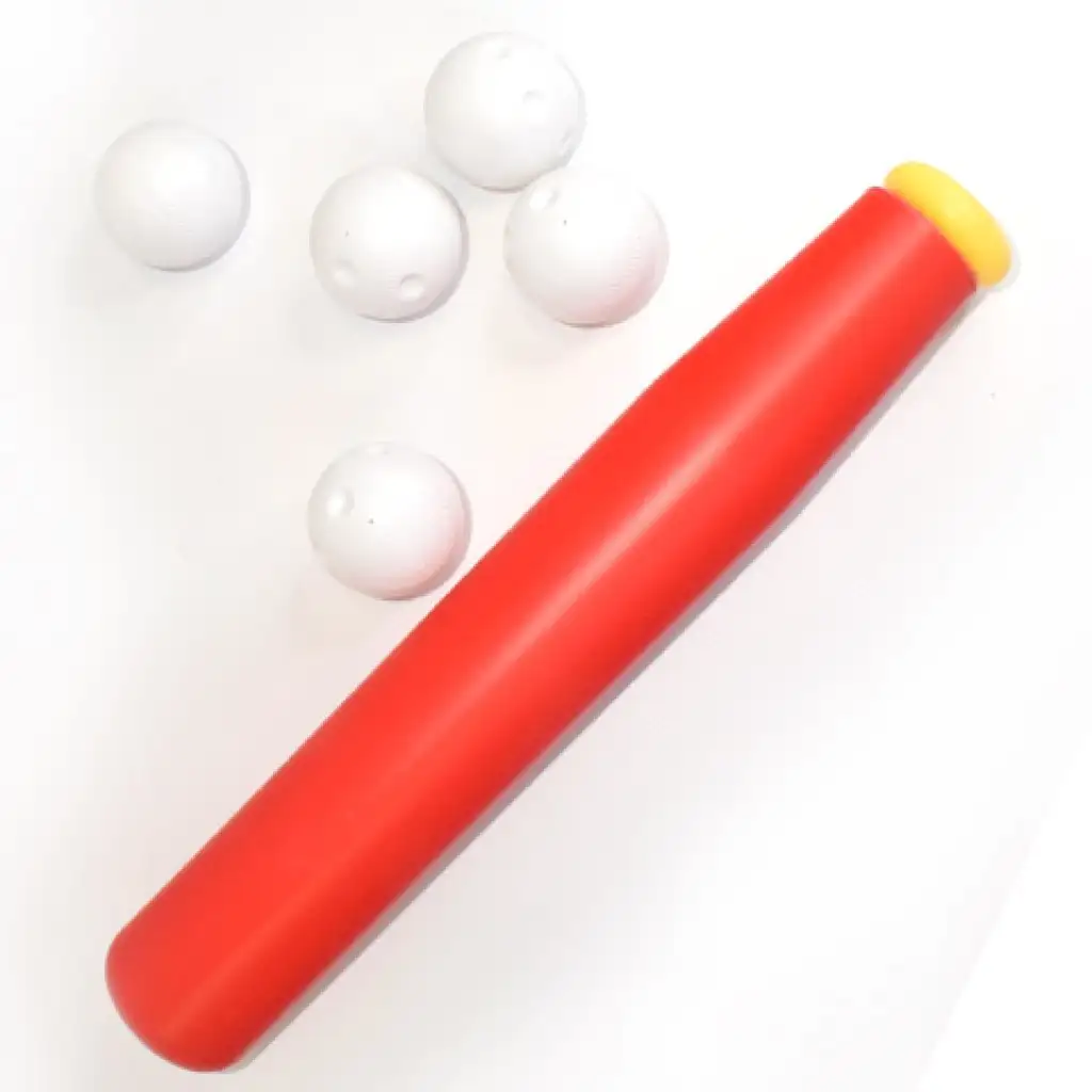 Piros műanyag baseball ütő szett labdákkal 56cm kép 2
