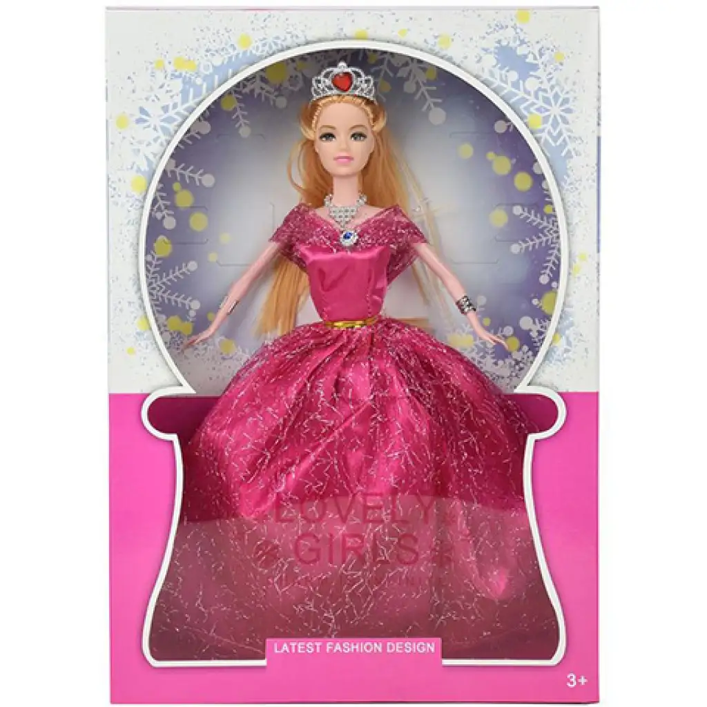 Módna bábika s dlhými blond vlasmi a vo večerných šatách 29cm