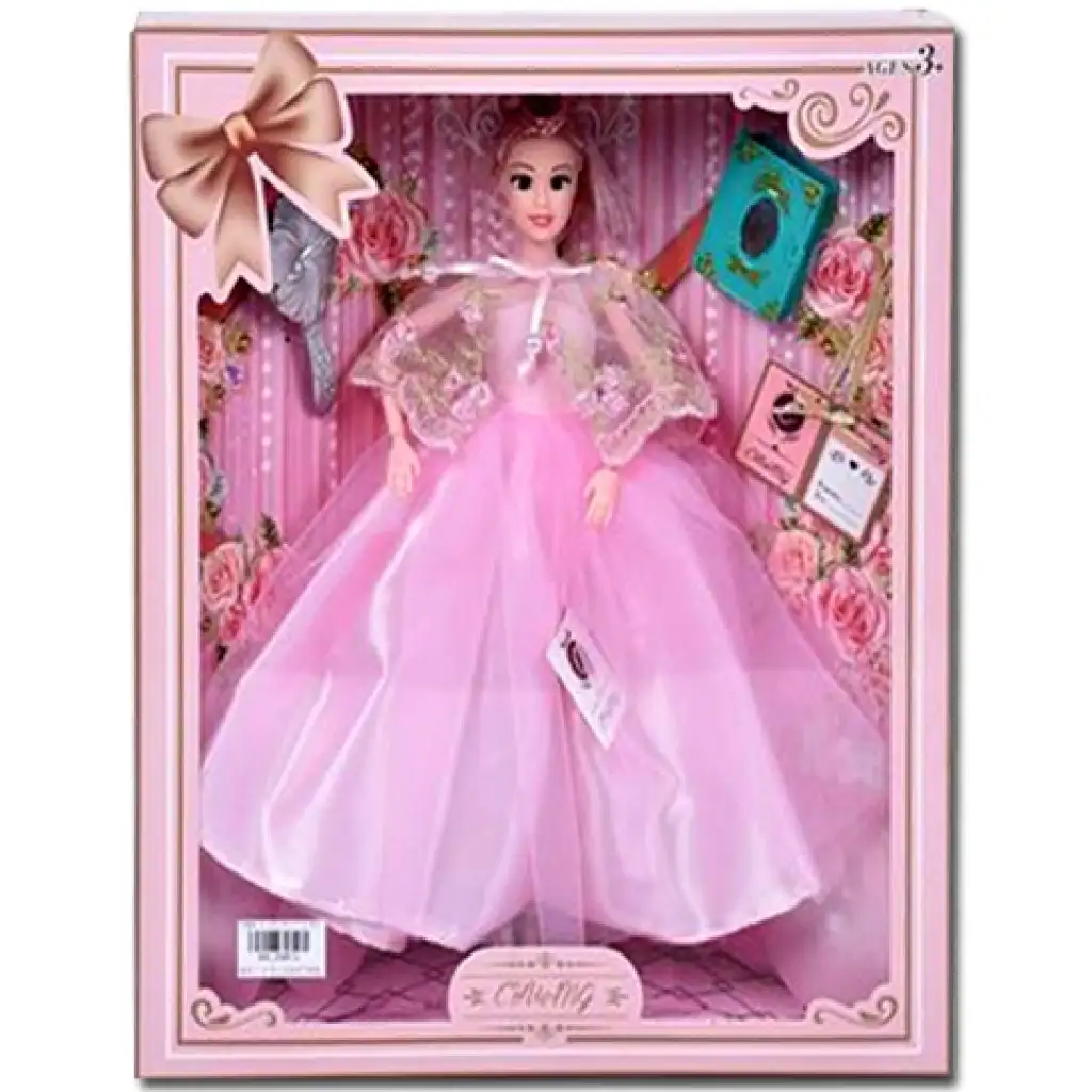 Módna bábika s hrebeňom a knihou, s príslušenstvom 30cm