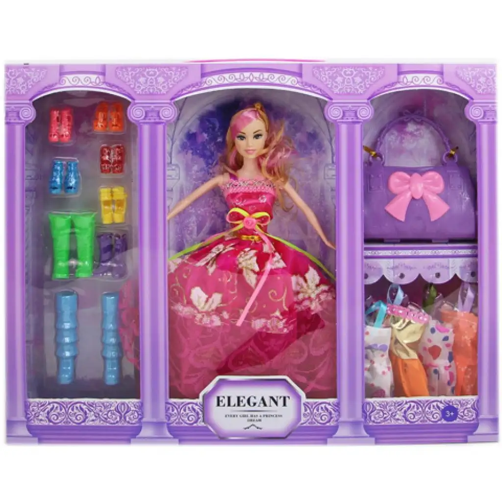 Módna bábika set s farebným oblečením a topánkami