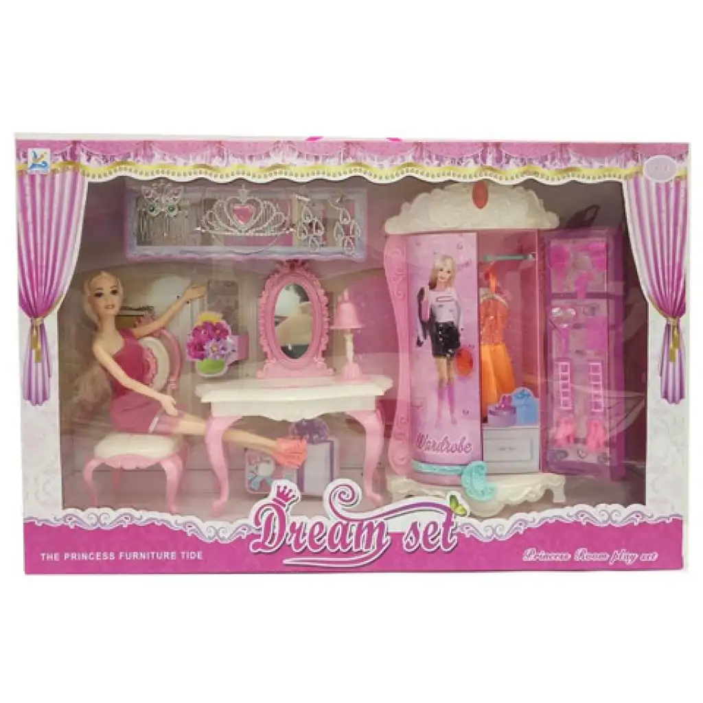 Módna bábika so šatníkom s doplnkami