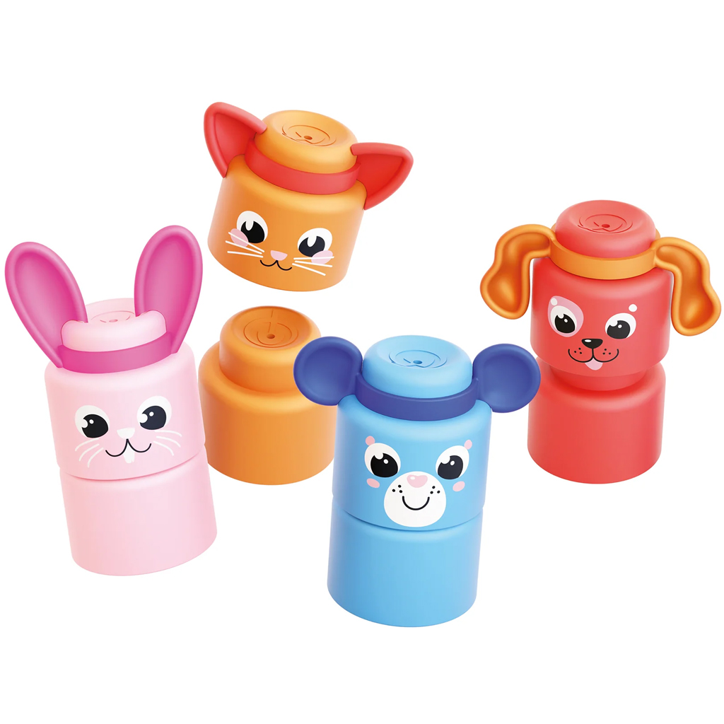 Quercetti: Momy Soft šťastné zvieratá 12-dielna súprava mäkkých stavebných kociek kép 2