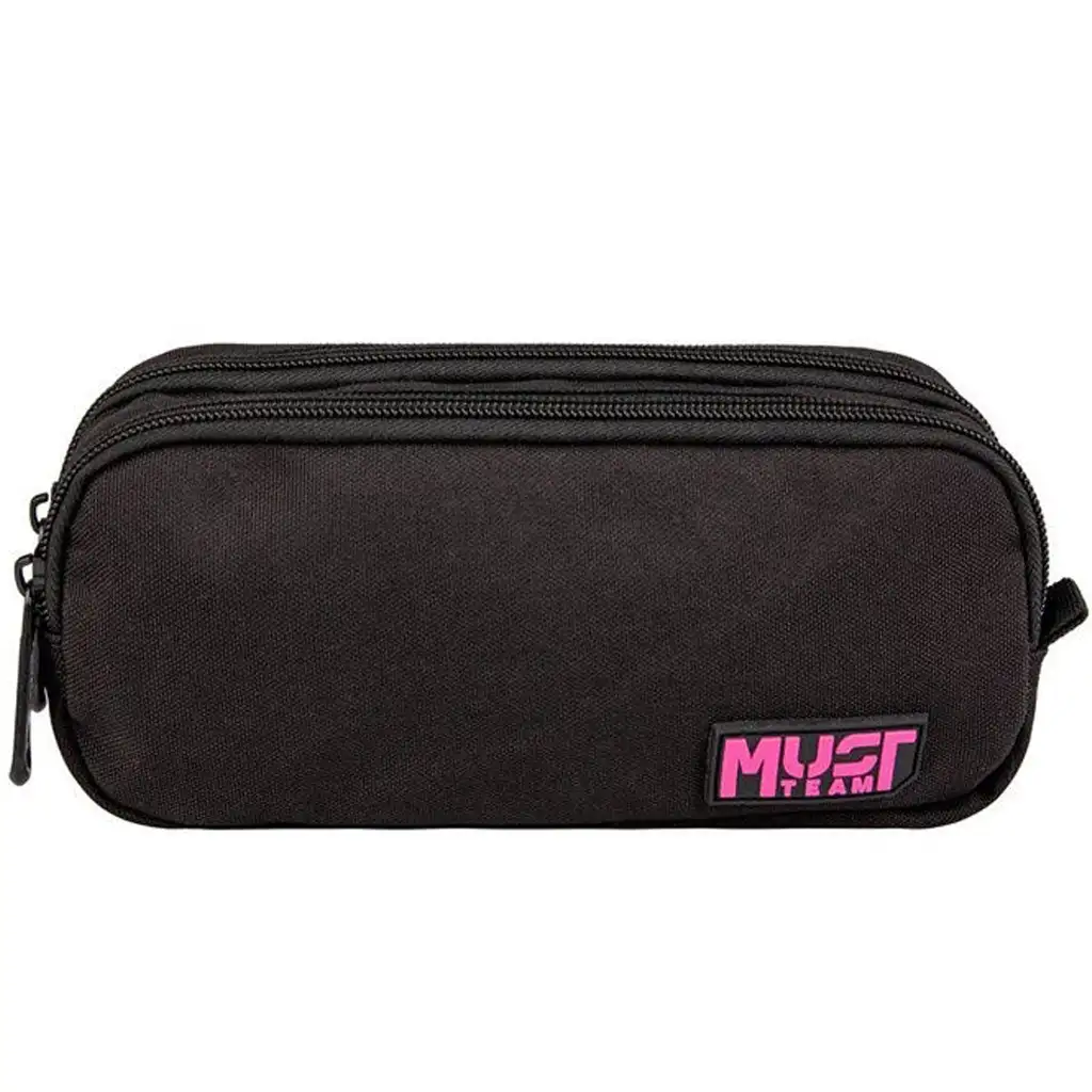 Luna: Must Team Monochrome čierno-ružové valcové puzdro na perá s 2 vreckami