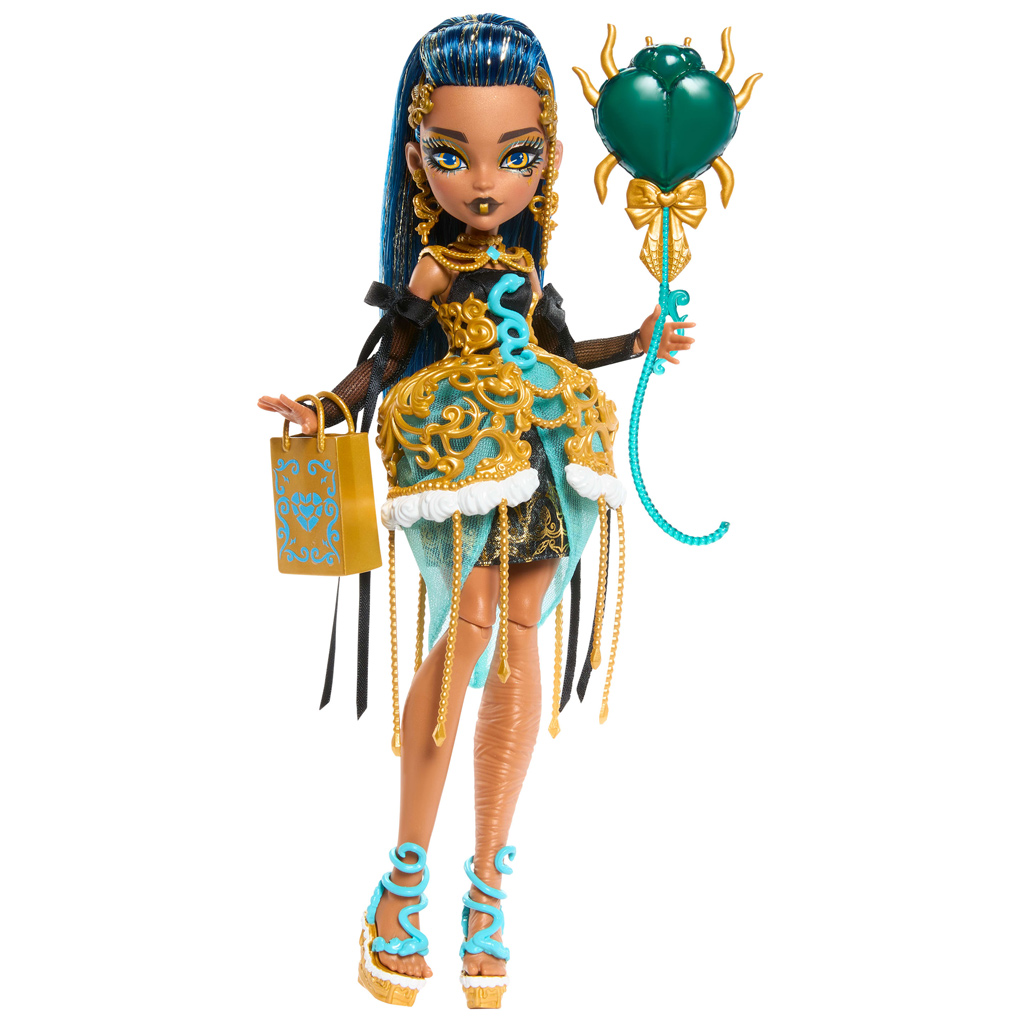 Monster High: Strašidelne sladké narodeniny – bábika Cleo De Nile s balónikom a darčekom - Mattel kép 2