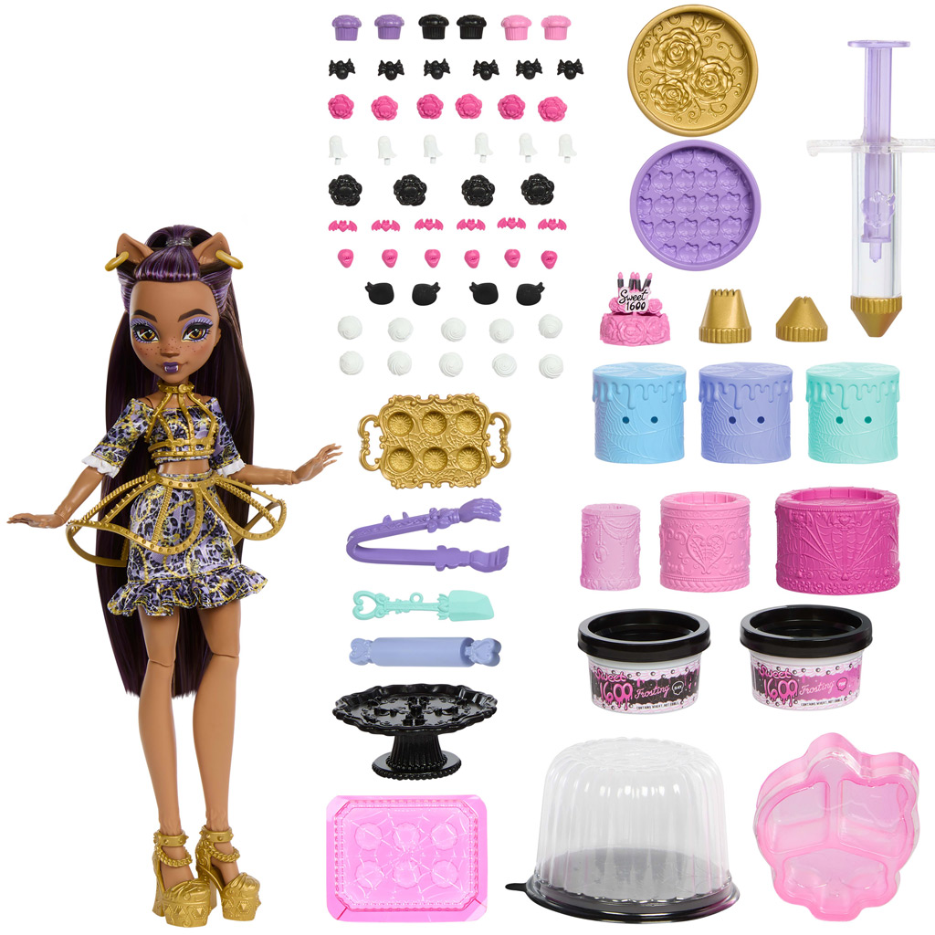 Monster High: Strašidelne sladké narodeniny – herná súprava na zdobenie torty s bábikou Clawdeen Wolf - Mattel kép 2