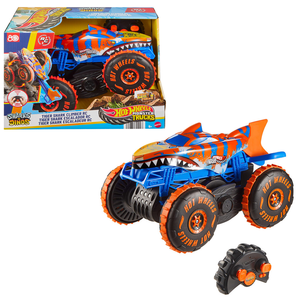 Hot Wheels Monster Trucks: Mega Tiger Shark RC diaľkovo ovládané auto - Mattel