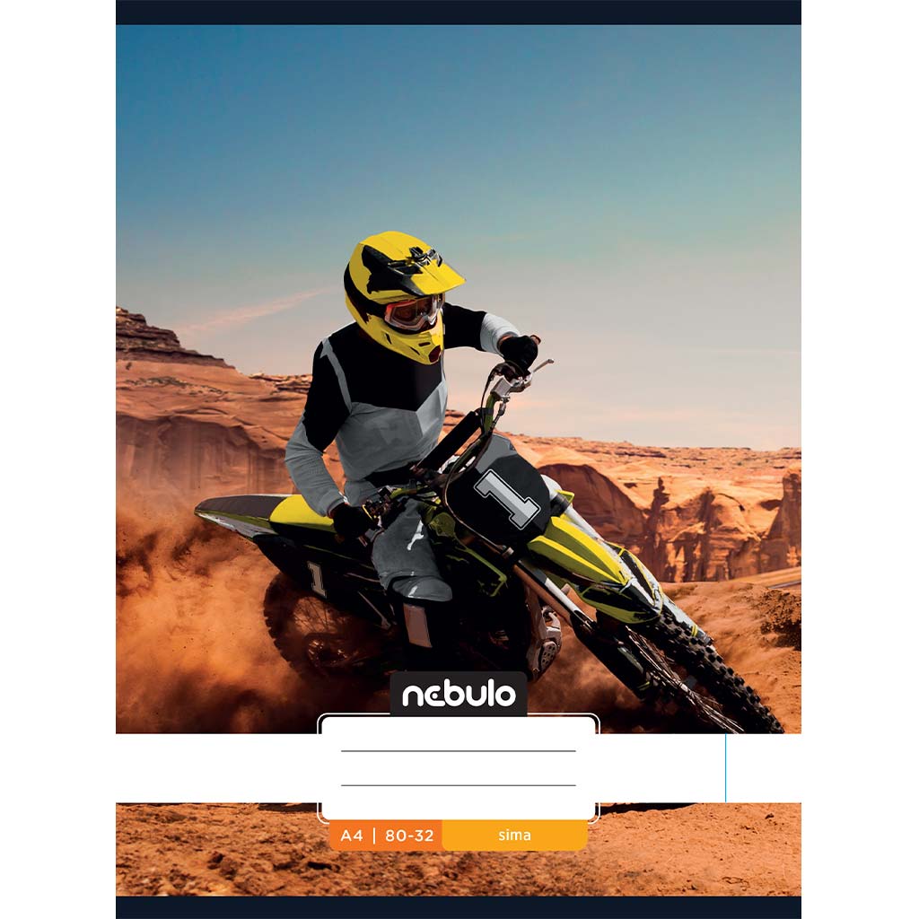 Nebulo: Tűzött sima motocross mintás füzet 80-32 A/4 kép 1