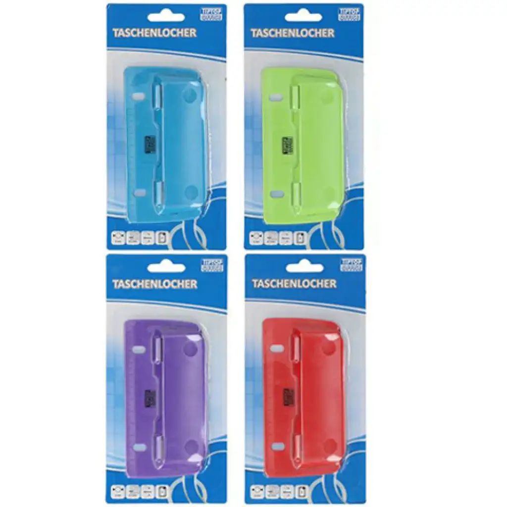 Spirit: Plastový dierovač s dvomi dierami BP02 v štyroch farbách