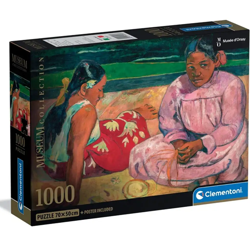 Múzejná zbierka: Gauguin - Tahitské ženy na pláži 1000-dielne puzzle s plagátom - Clementoni
