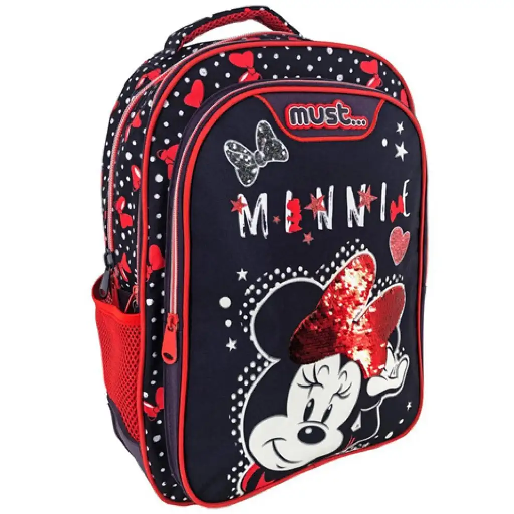 Must: Minnie Mouse tmavomodrá-červená školská taška, batoh 32x18x43cm