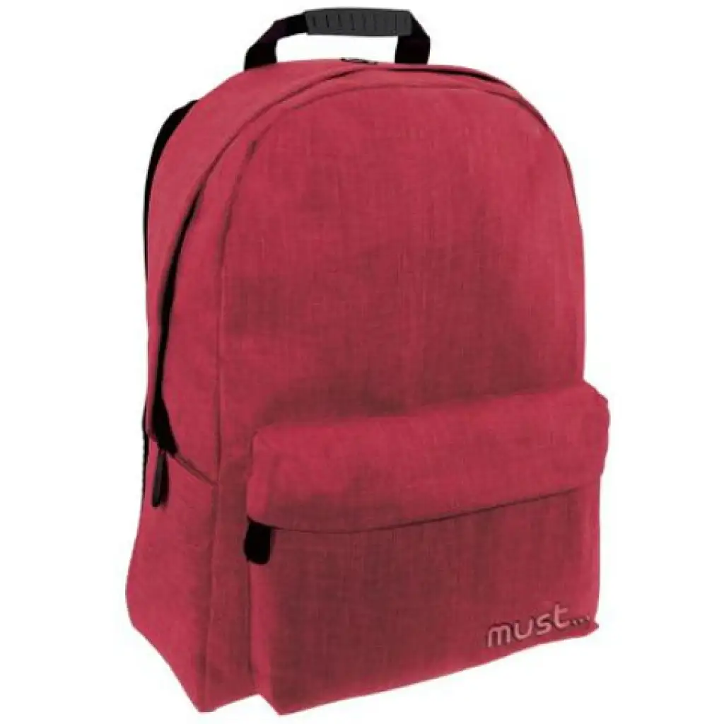 Must: Monochrome Jeans Bordová školská taška, batoh 32x17x42cm