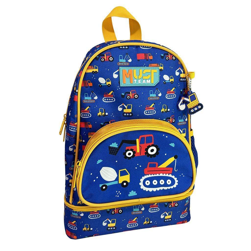 Luna: Must Team Munkagép mintás lekerekített, izoterm ovis hátizsák 25x14x36cm kép 1