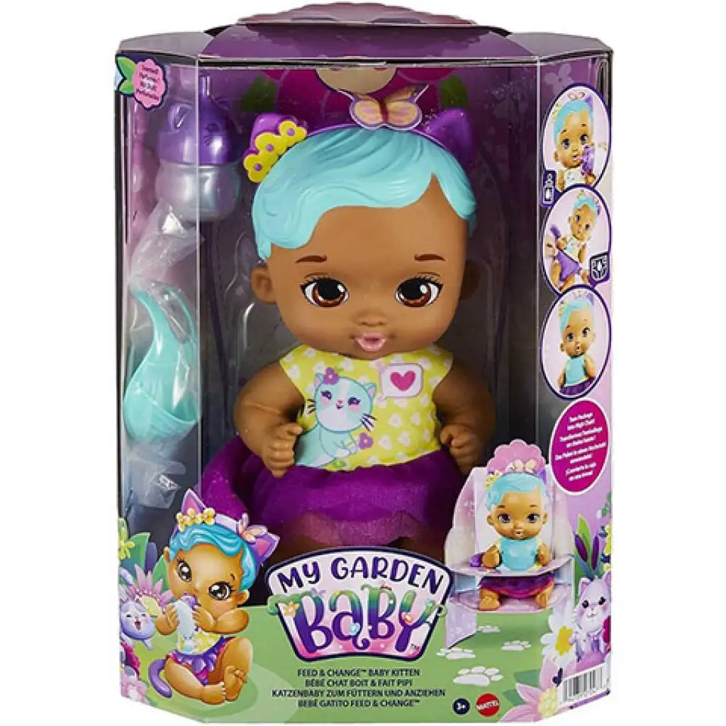 My Garden Baby: Édi-Bébi gondoskodás - Türkiz cica baba 30cm - Mattel kép 1