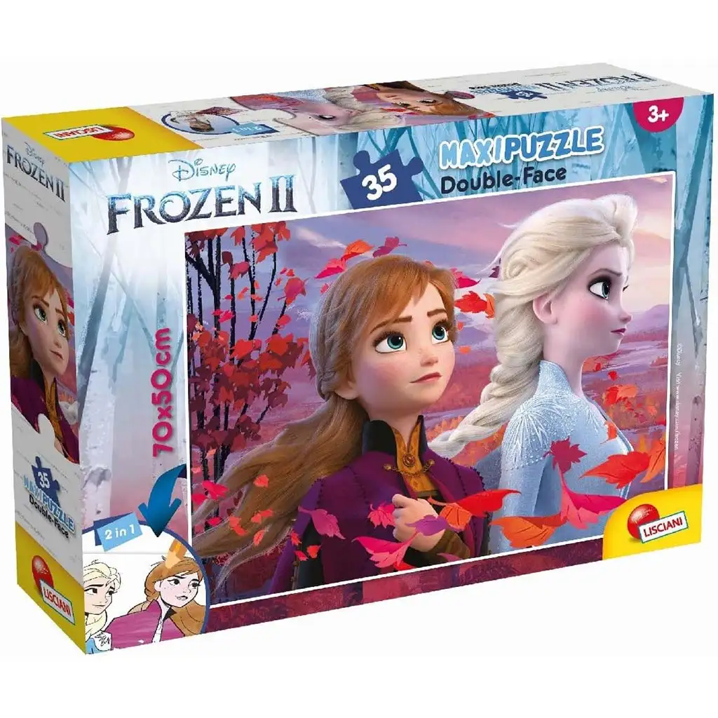 Ľadové kráľovstvo 2 2v1 35-dielne maxi puzzle a omaľovánka 70x50 cm - Lisciani