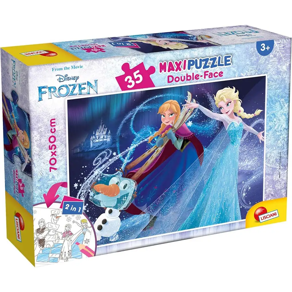 Ľadové kráľovstvo 2 v 1 35-dielne maxi puzzle a omaľovánka 70x50 cm - Lisciani